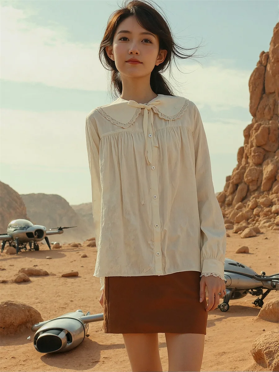 Veterschoenen Leuke effen shirts Jaren 2000 Blouses Dameskleding Lente Elegant Modieus Trendy Modern Stedelijk Populair Dame Verkopen Hot OL