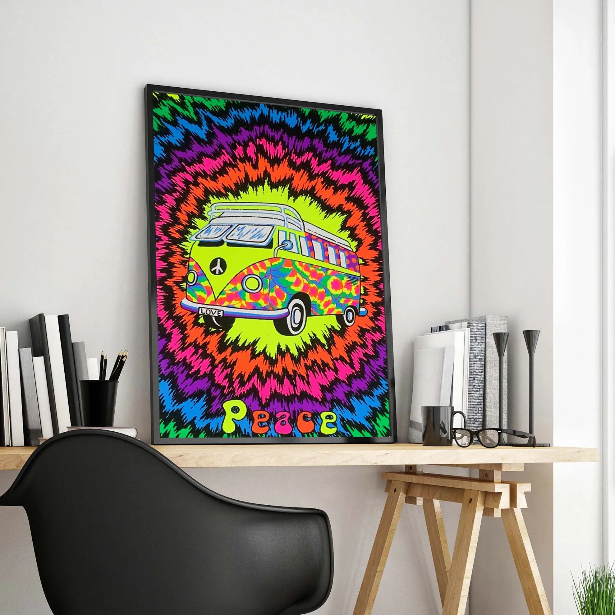1pc frameless,Colorful Trippy Skeleton Abstract Psychedelic Mushroom for Wall Art Canvas Painting Poster Wall Art Home Neon Kawa