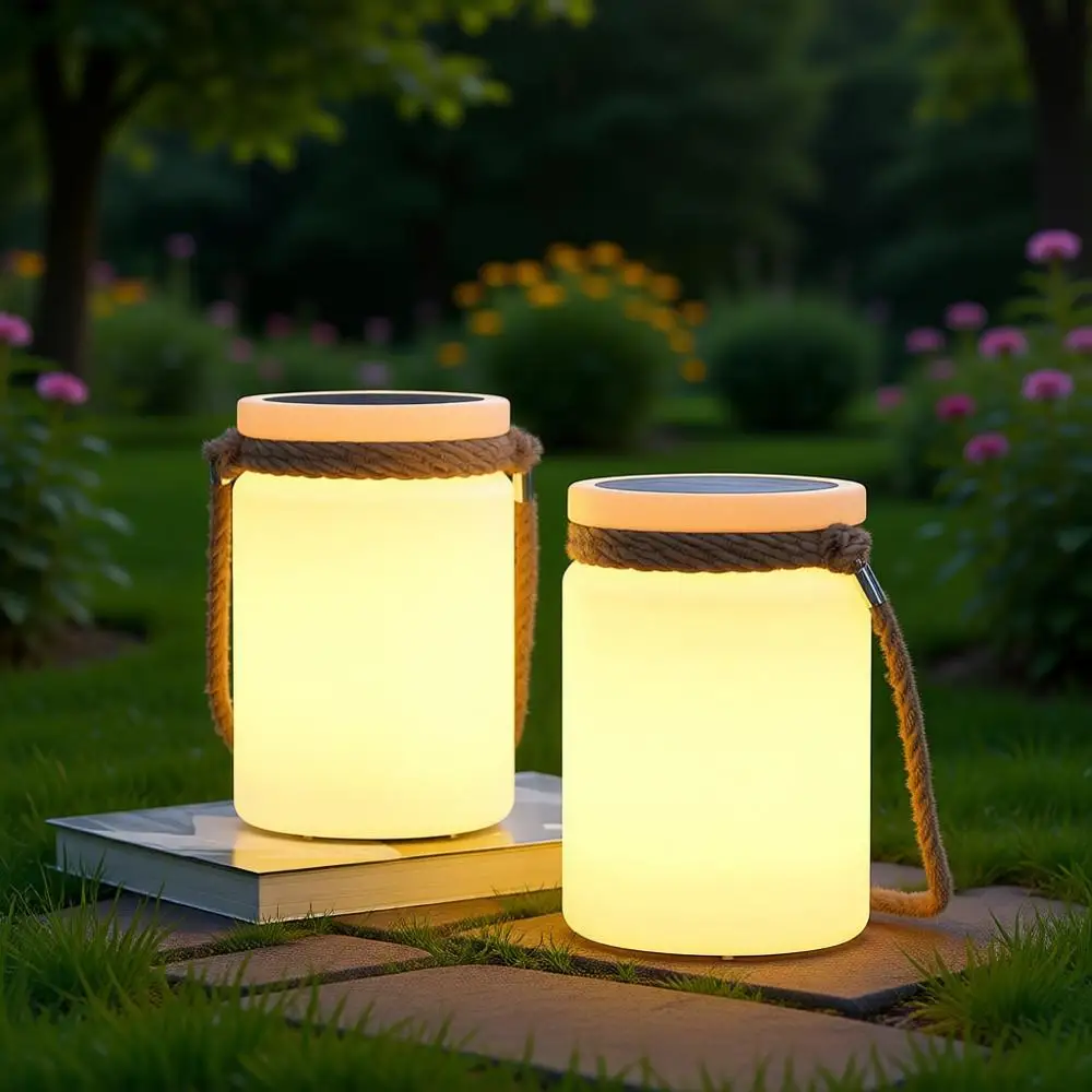 

Table Lamp Lantern LED Outdoor Cord IP44 RGB and Warm White Dimmable for Patio Camping Restaurant Terrace (2 Pack)