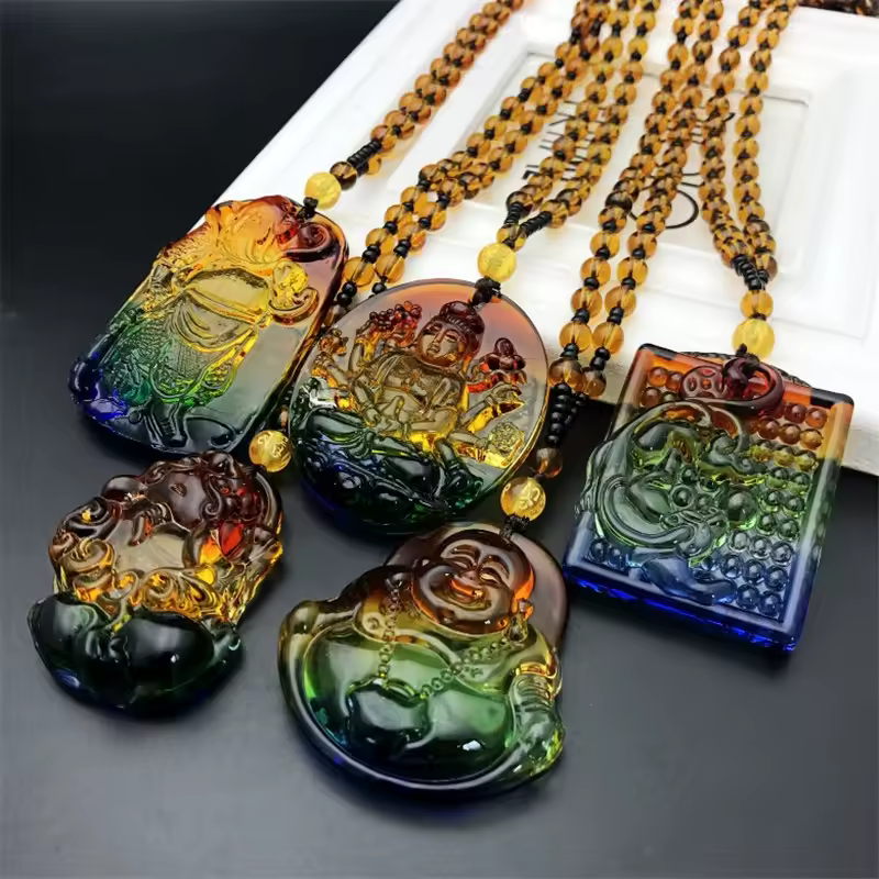 Jade Buddha Pendant Necklaces Women Amulet Chinese Style Maitreya Necklace Jewelry New Sweater Style Drop Wholesale