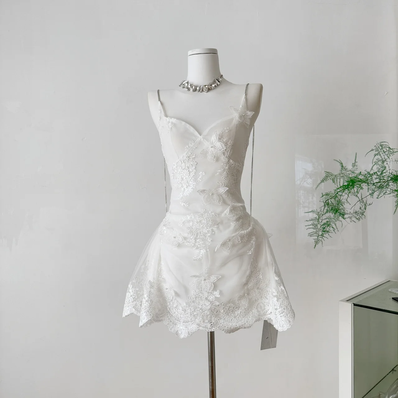 

Women's Summer Sexy V Neck Lace Butterfly Floral Strap Mini Dress Lady Streetwear Holiday Sweet Sleeveless Short A Line Dress