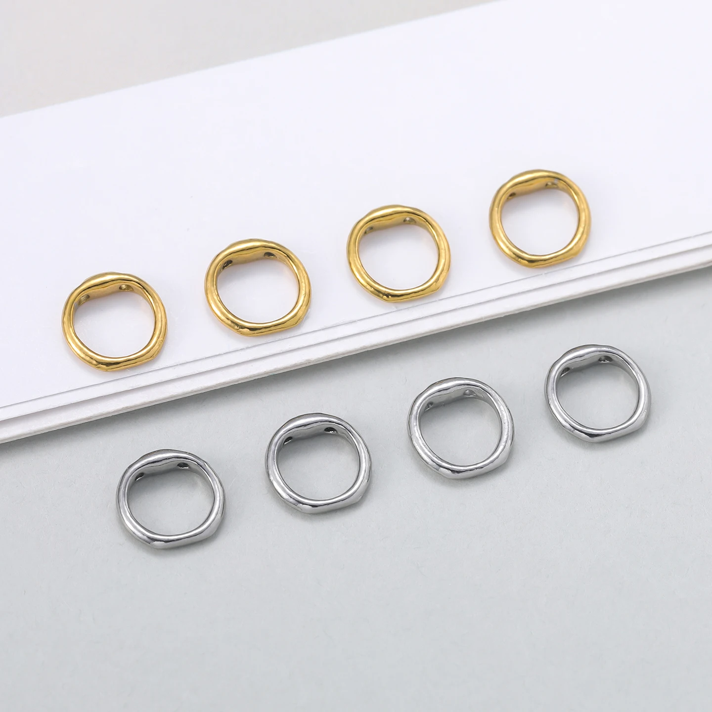 

10Piece/Lot Stainless Steel End Beads Tip End Bead Findings 2 Hole Connecting Rings for DIY Jewelry Bracelet Making Accessories