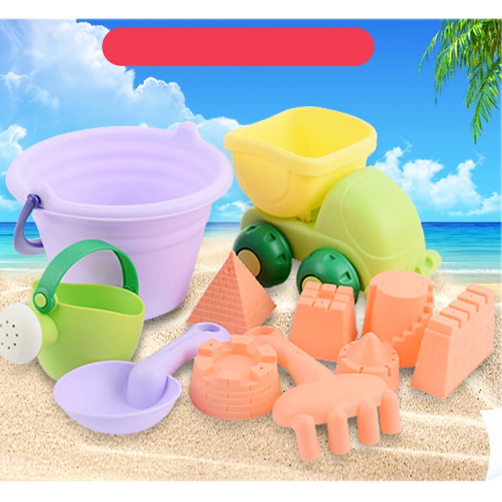 11 pezzi giocattoli da spiaggia per bambini set di strumenti per sabbia secchio in PP stampi per pala piscina bagno gioca strumenti di dragaggio sabbia da spiaggia