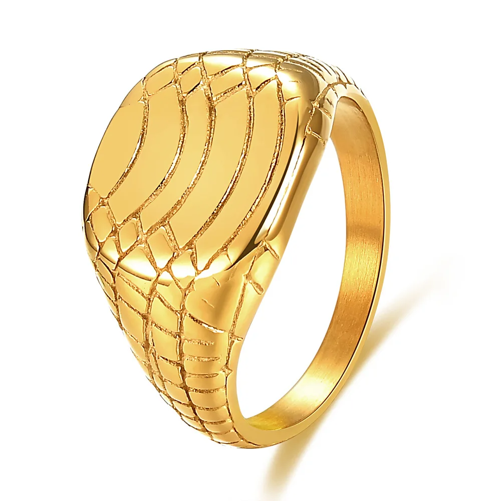 Neue Retro Edelstahl Ringe für Frauen Männer Unregelmäßigen Rissigen Breiten Ring Vergoldet Schmuck Party Hochzeit Geschenk Großhandel