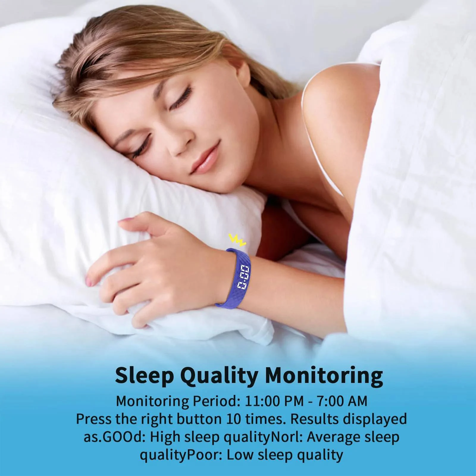 Silent Wrist Shock Bands Waterproof Silent Vibration Alarm Watch Rechargeable 45-Day Battery Life for Heavy Sleepers Men & Women