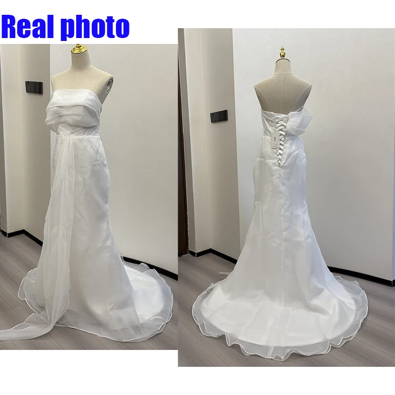 Off The Shoulder Elegant Mermaid Wedding Dress Woman Strapless Bridal Dresses 2025 Simple Boho Wedding Dresses Customized image 5