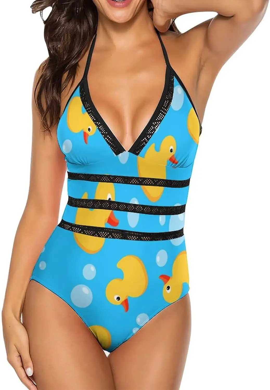 

Luxy Trio Women One Piece Swimsuits Plunge V Neck Strappy Bathing Suit Hollow Out Monokini