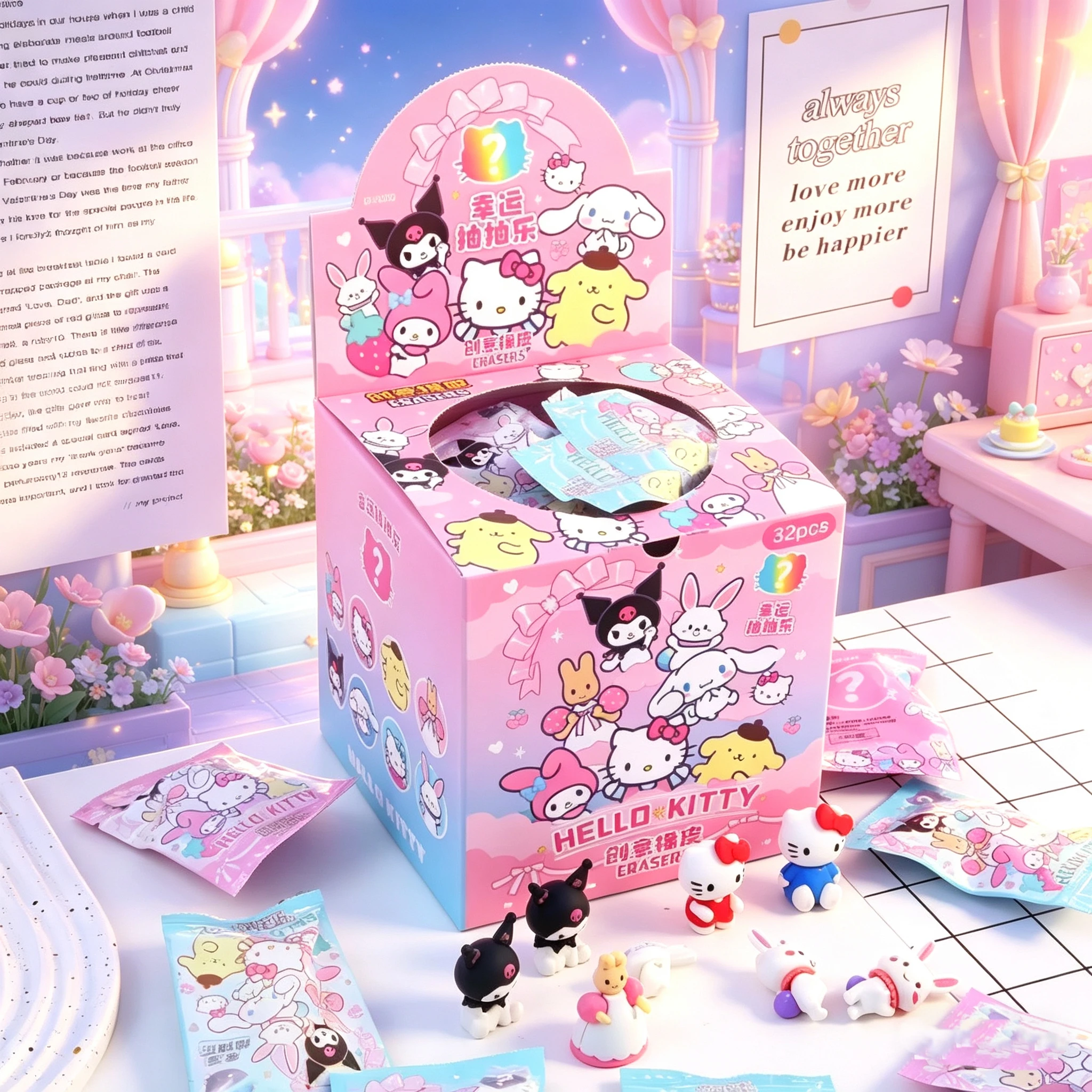 

Новые стильные ластики Sanrio Kawaii: канцелярские товары для студентов, 3D-ластик с Куроми и Хелло Китти, подарок для школьников