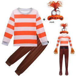 Movies Role Inside-Out Anxiety Kids Halloween Cosplay Costume Baby Girls Hoodies Pants 2pcs Suit Boys Sportsuit Children's Sets