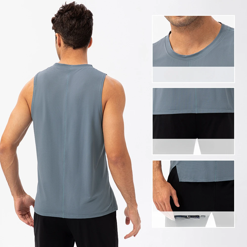 Singlet Mens Gym Fitness Sleeveless T-shirt Man Tank Top Basketball Running Racing Shirts Workout Sports Vest Marathon Singlet