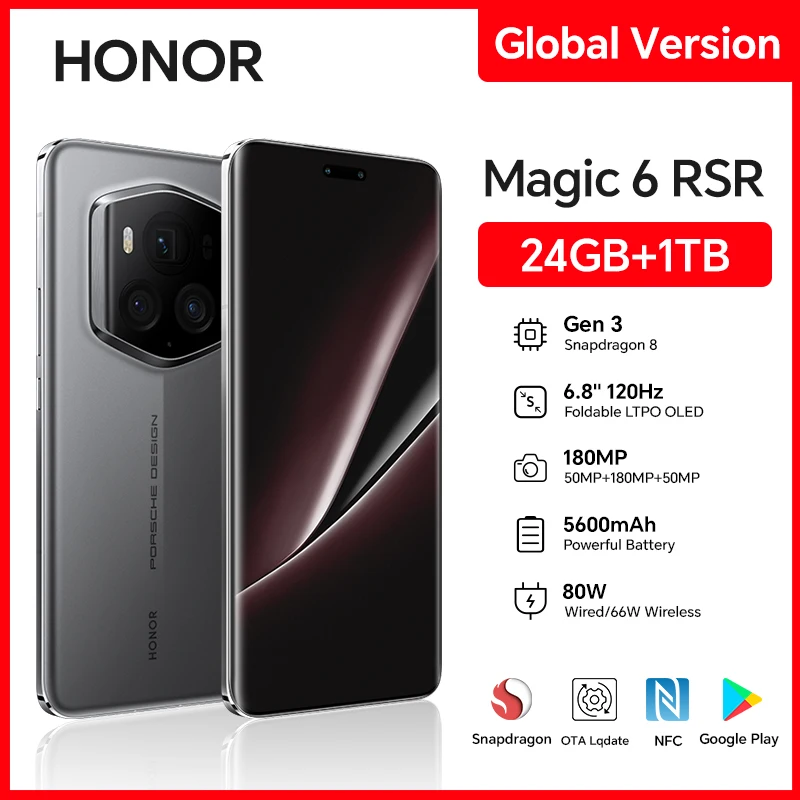 HONOR Magic 6 RSR, 24GB + 1TB, 6.8 인치 OLED 스크린, 5G 스마트폰, 듀얼 SIM, 50MP 카메라, 고속 충전, 안드로이드 폰