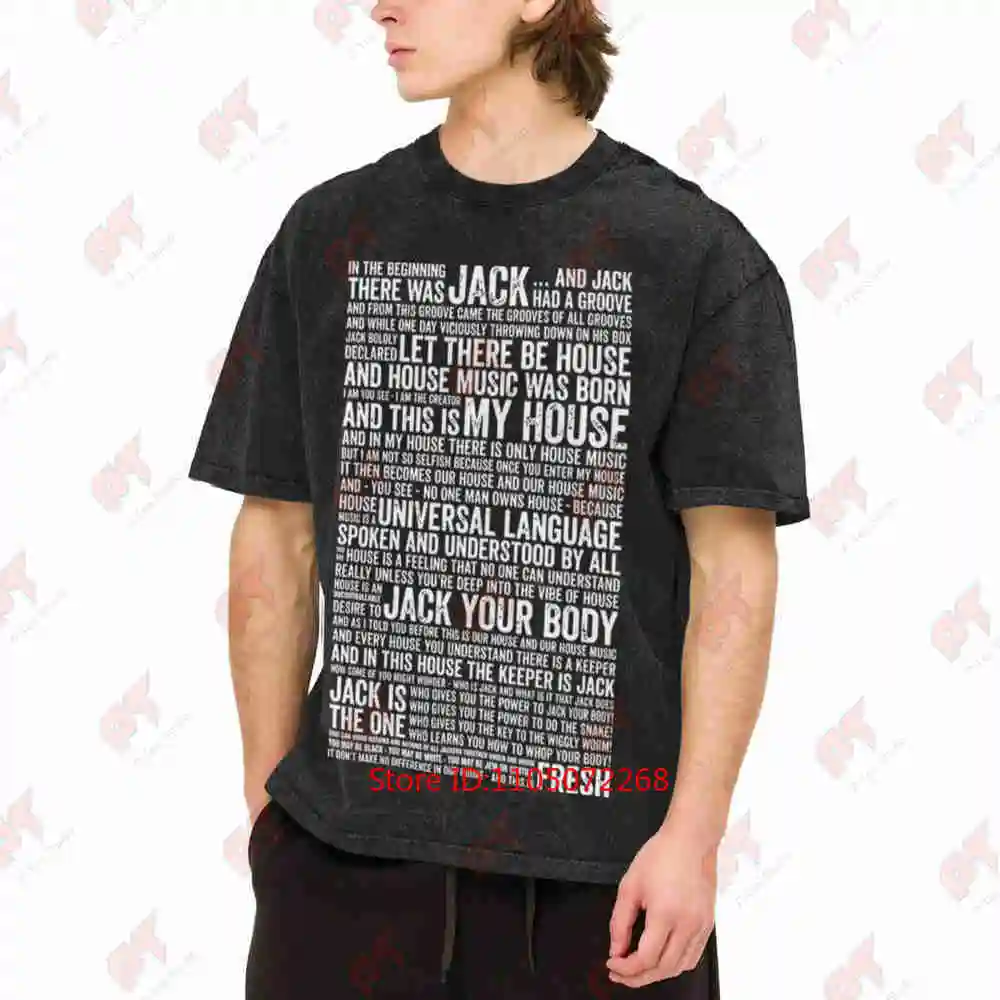 House Music Speech In The Beginning There Was Jack Dance Edm Vintage Washed Tee Pure Cotton T-Shirt