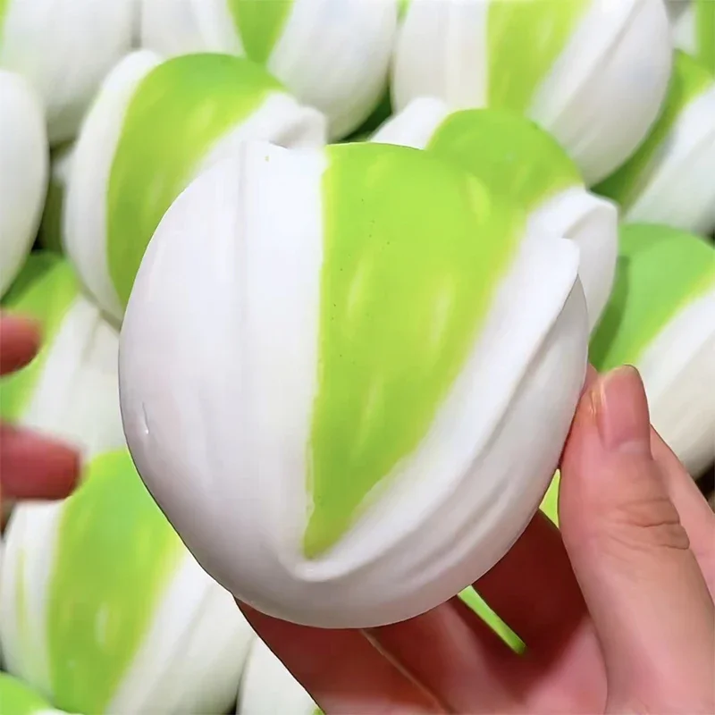 Crispy Pistachio Squishy Stress Ball Round Blocks Filled ASMR Sensory Stress Relief Hand Relax Crunchy Pistachio Squeeze Ball