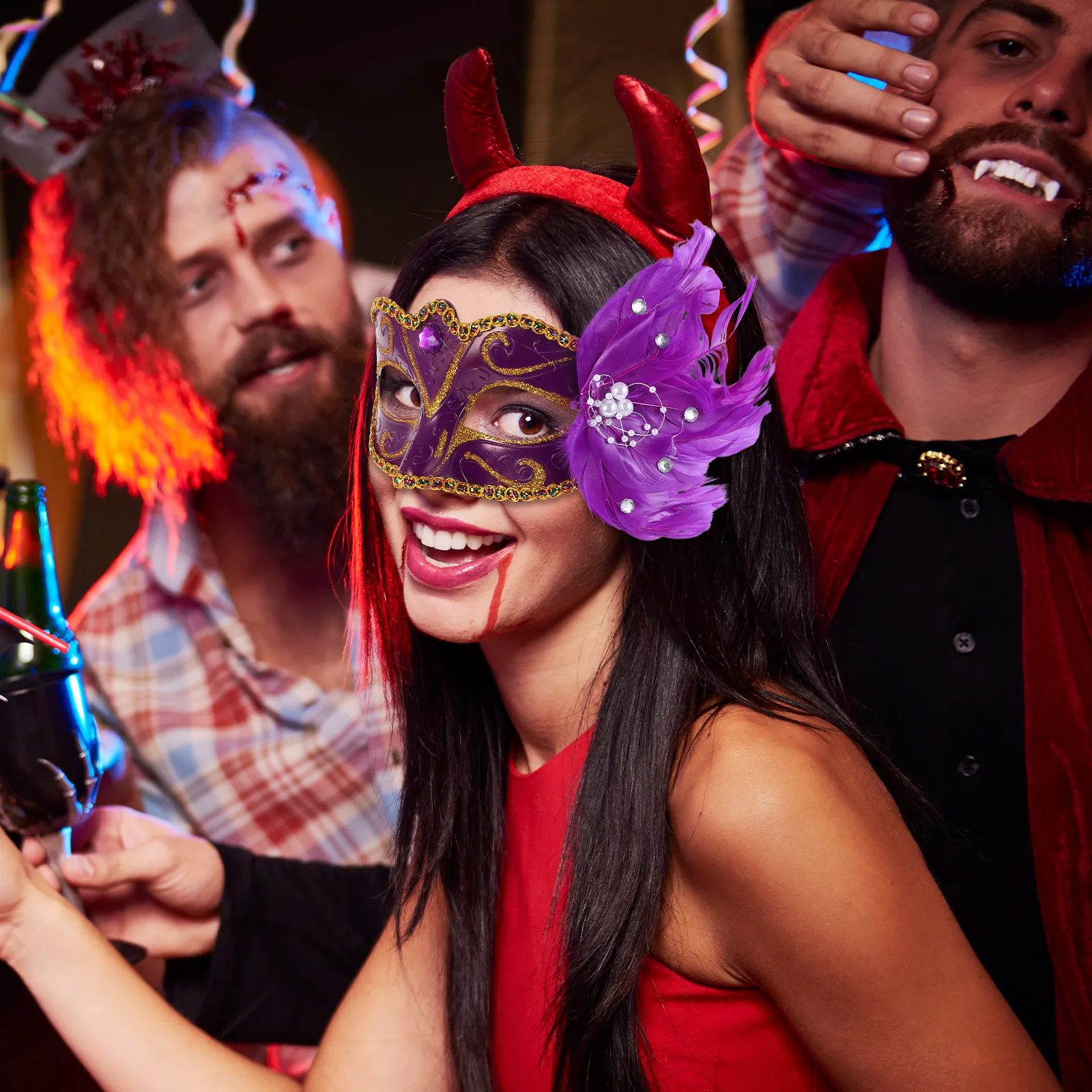 

Фиолетовая красочная полумаска для маскарада, креативная маска для костюмированных вечеринок, карнавала, танцев, латиноамериканских бальных выступлений