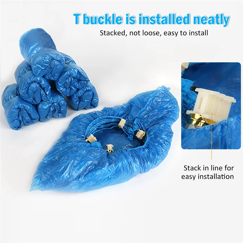 WOTT-300PCS Disposable T-Buckle Overshoes Waterproof Dispensers Dustproof Boot Covers For Automatic Shoe Cover