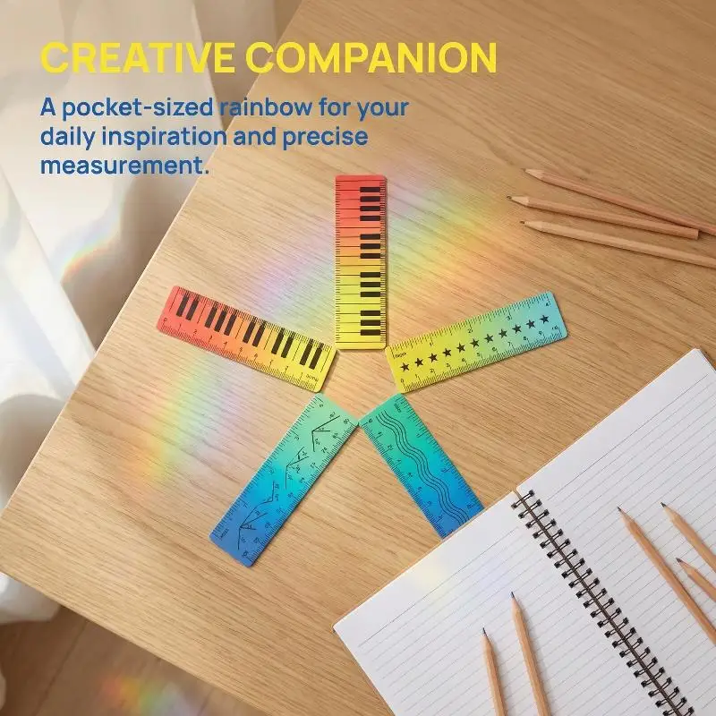 Colorful Iridescent Mini Palm Ruler Cartoon Straight Ruler for Students Classroom Creative Measurement Stationery 5/10/50pcs