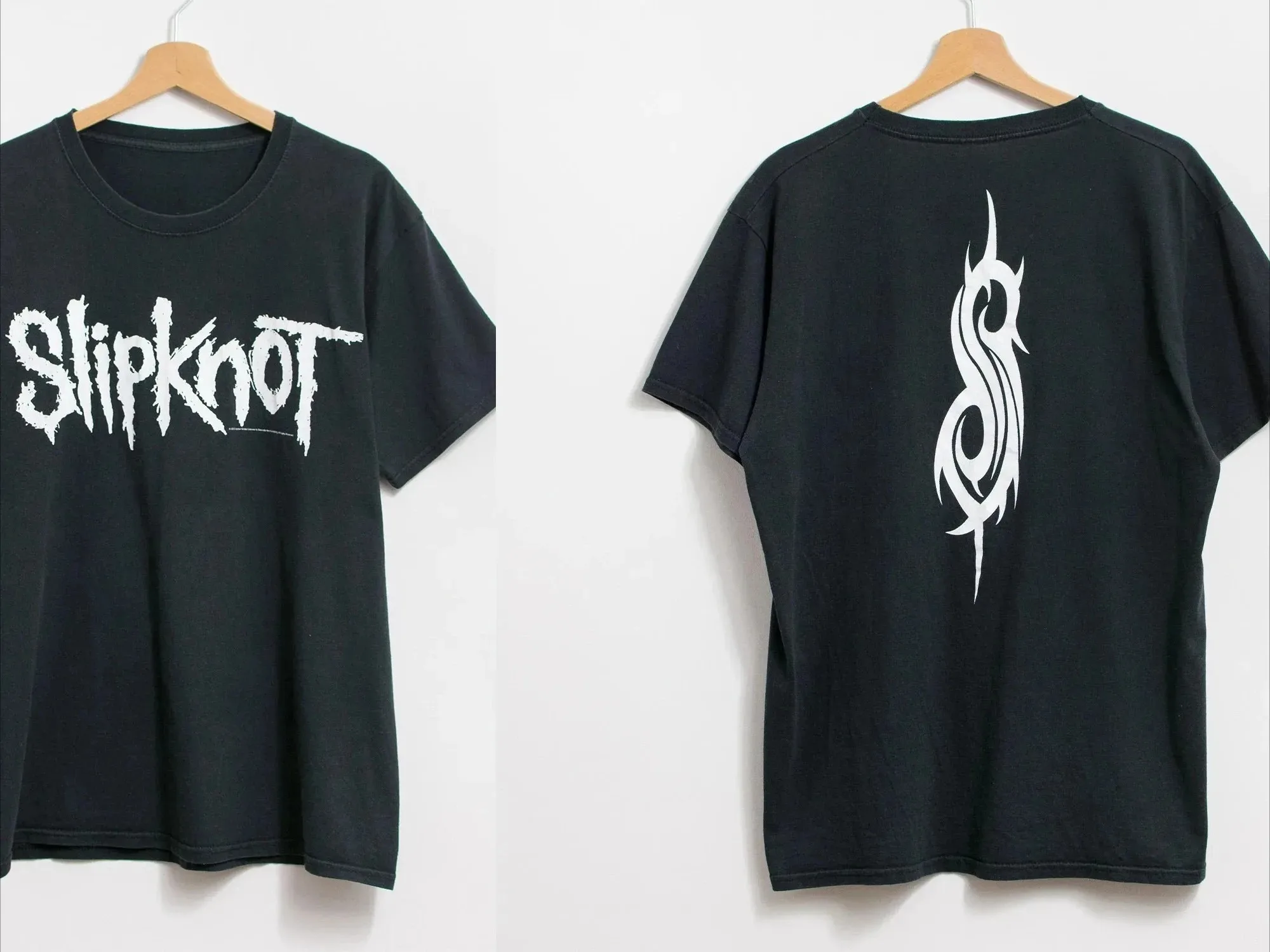 Camiseta con temática de logotipo clásico Slipknot (fuente de banda icónica y diseño de tótem "S" + estilo heavy metal oscuro + abanico nu-metal casual diario