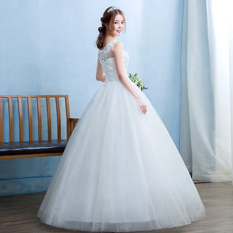 Customized Wedding Dress Bride's Shoulder Simple Large Size Lace Up Wedding Dresses Ball Gown Dresses