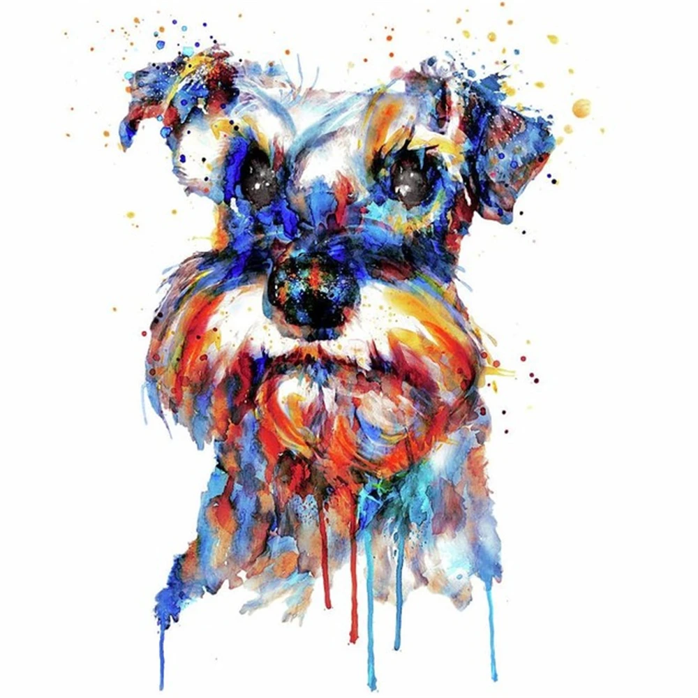 Animal Dog Schnauzer Printed Fabric 11CT Cross Stitch Full Kit DIY Embroidery DMC Threads Handmade Needlework     Different