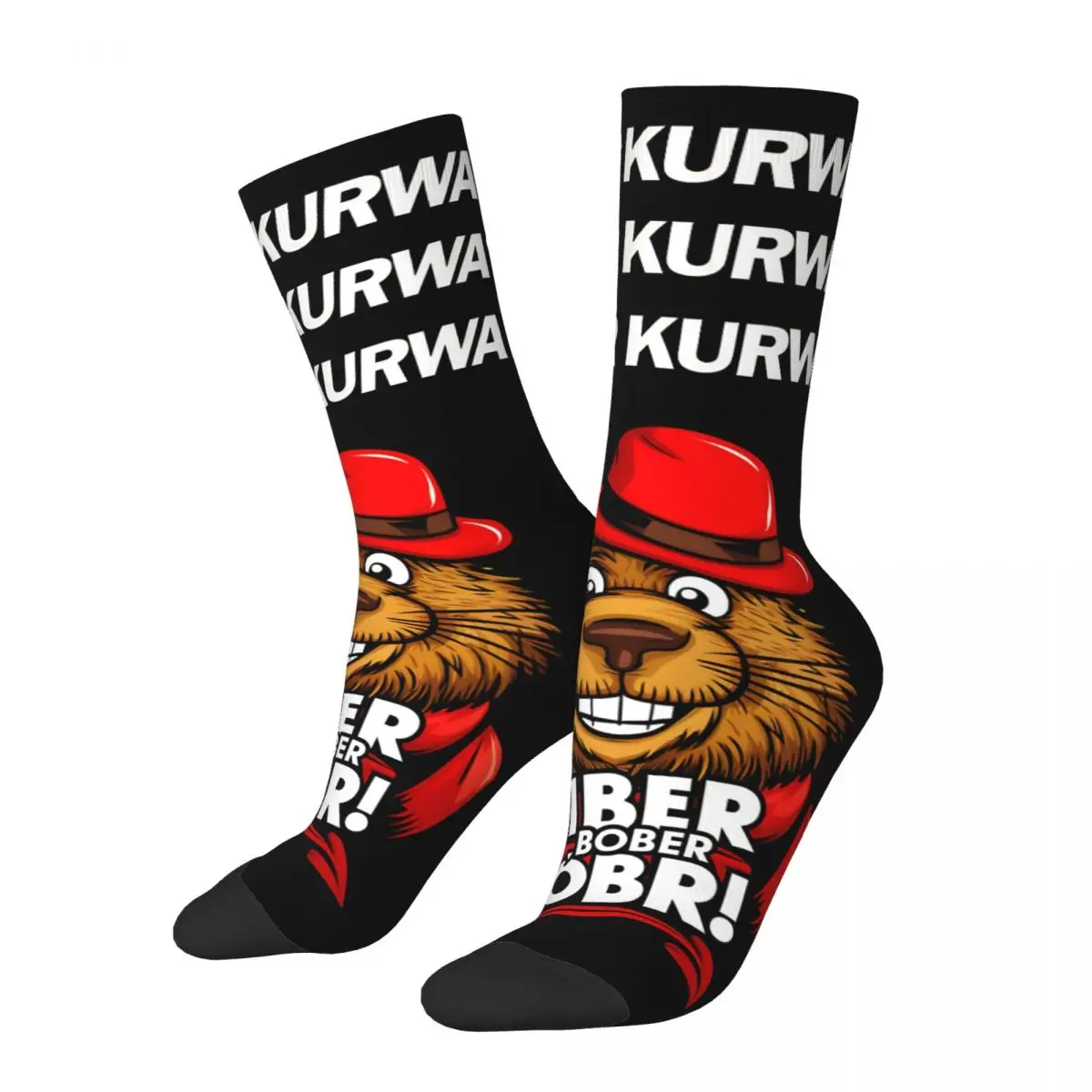 

Crazy compression Bobr Kurwa Sock for Men Vintage Kurwa Bobr Bober Seamless Pattern Crew Sock Novelty