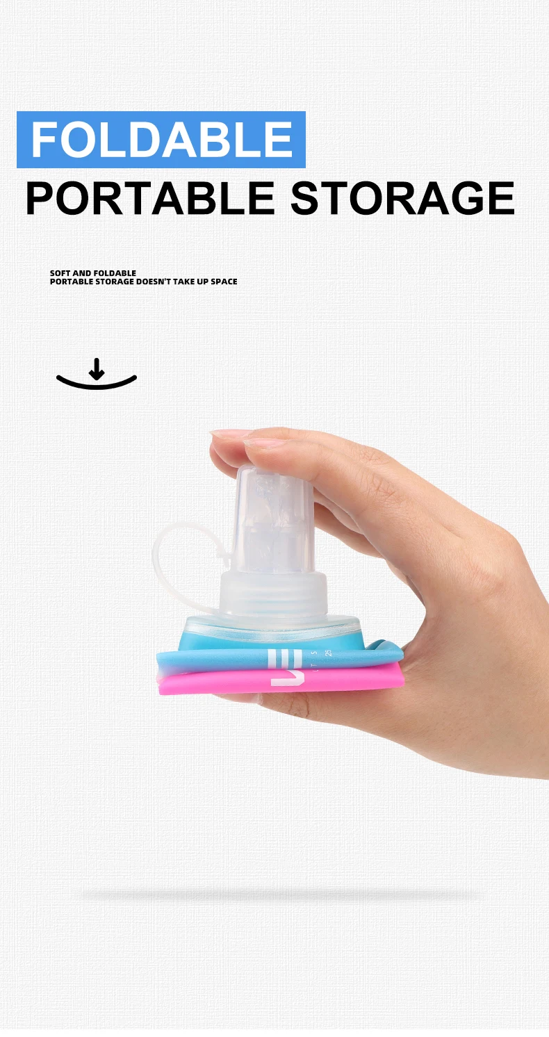 Sport Water Bottle TPU Folding Soft Flask Drink Portable Water Bottle High Flow Running Hiking Bicycle Fitness Water Bag