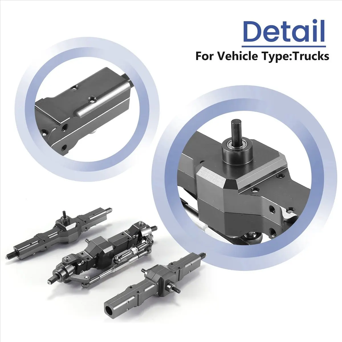 Doings For WPL 1/16 B16 B36 6WD Replace Upgrade Front/ Rear/ Bridge Axle Part Set Truck RC Car Parts Aluminum Alloy Durable