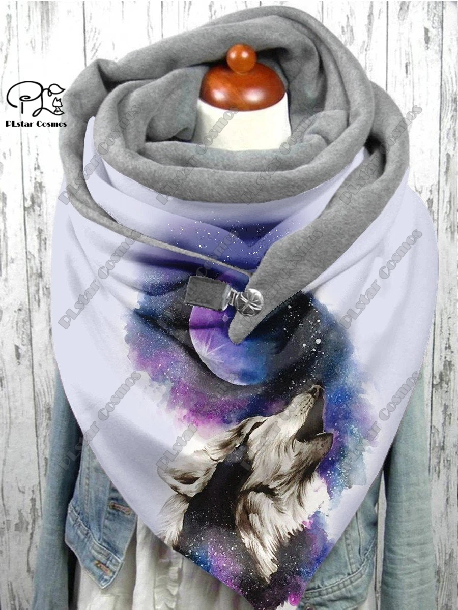 New 3D Printing Customized Cute Animal Pattern Warm Shawl Scarf Spring Winter Large Triangle Scarf Casual Gift D-11