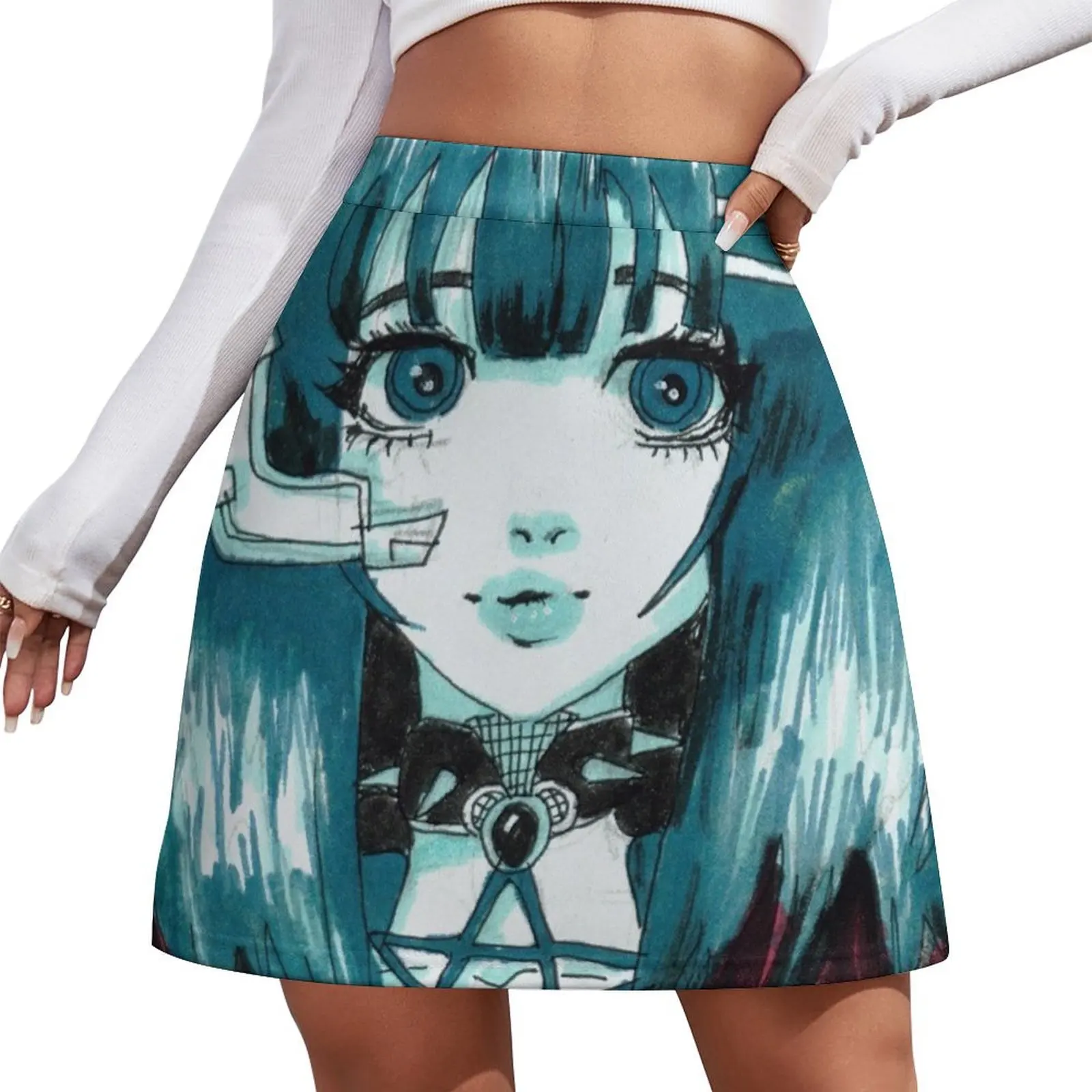 

Teal hair anime girl Mini Skirt womens clothing Summer women's clothing micro mini skirt extreme skirts for woman