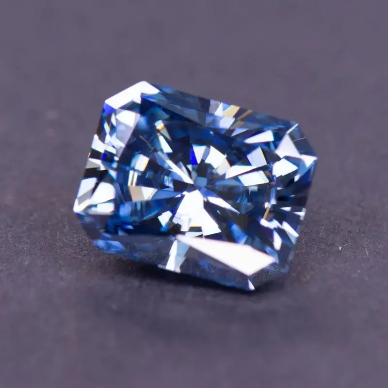 Moissanite Natural Colour Radiant Cut  Royal Blue VVS1 with GRA Certificate for Gemstone Charms Beads Jewelry Making Materials