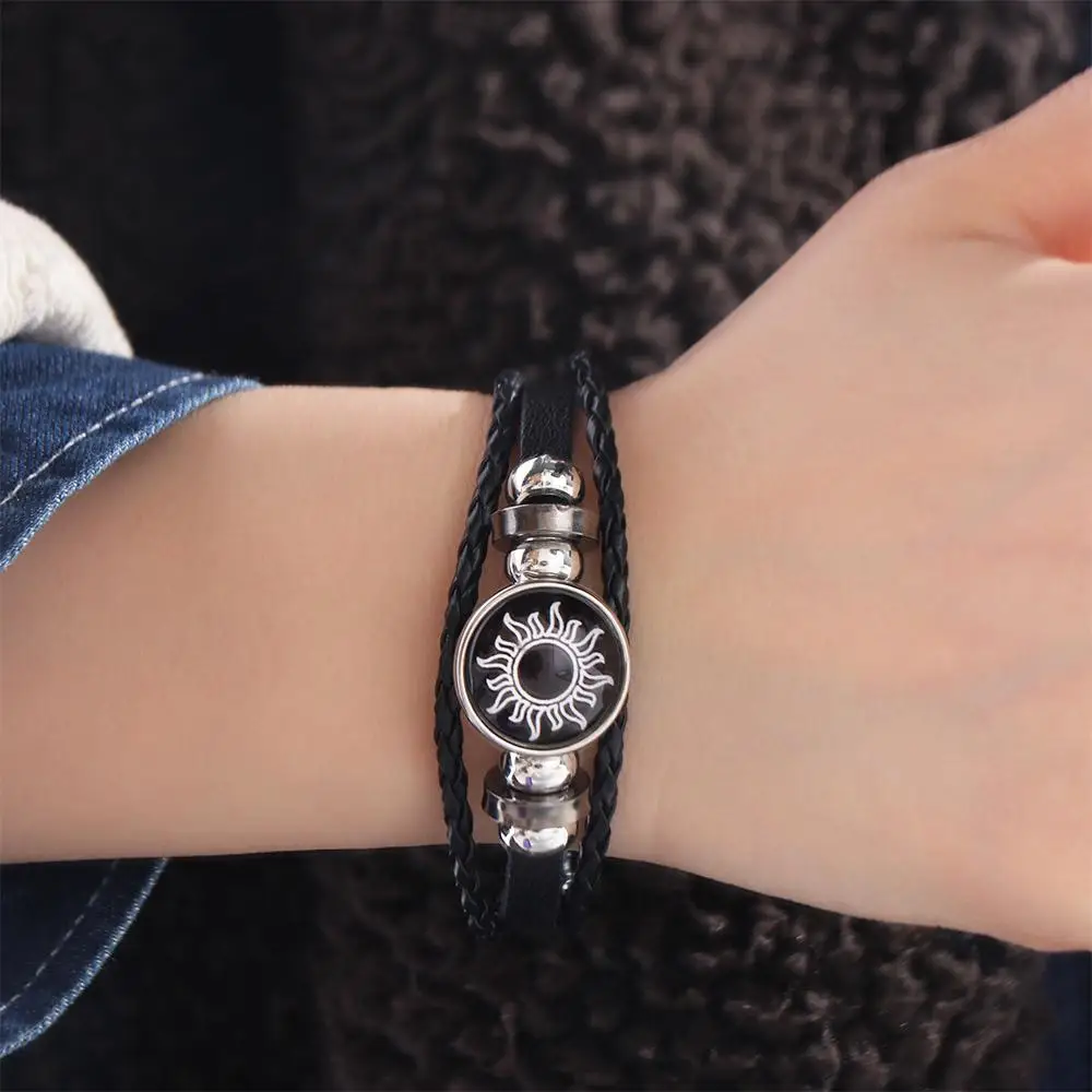 Fashion Three-layer Couple Bracelet Sun Moon Adjustable Bead Woven Bracelet Wrist Rope Bangle Knitted Hand Chain Couple