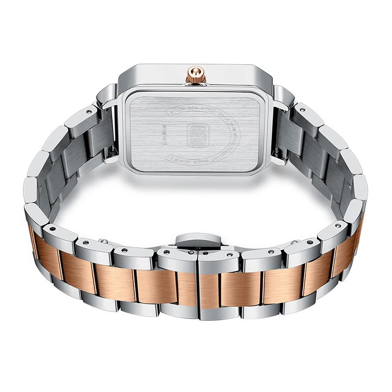 Mini Focus MF0472L Luxury Watch Square Diamonds Case Silver Stainless Steel Band Waterproof Women Quartz Watches