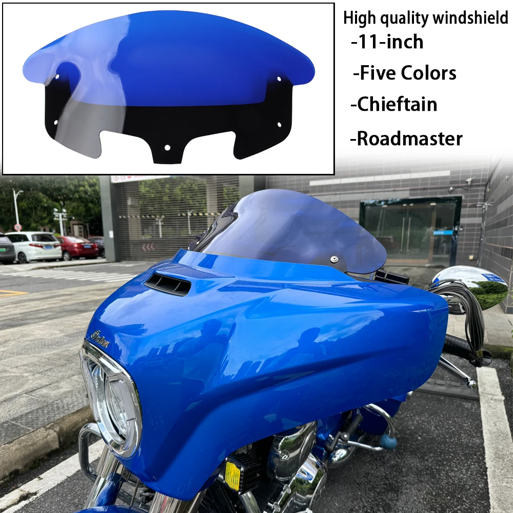 

NEW Motorcycle 11inch Height blue Customized Windscreen Windshield For Indian Chieftain Roadmaster Dark Horse 112 2014-2025