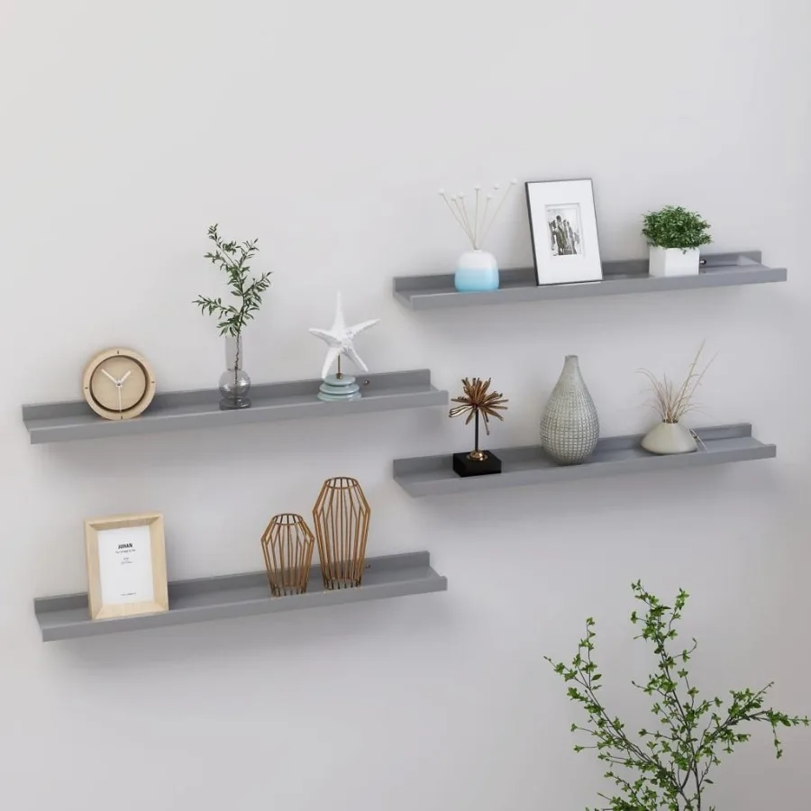 

Wall Shelves 4 pcs Gray 23.6x3.5x1.2