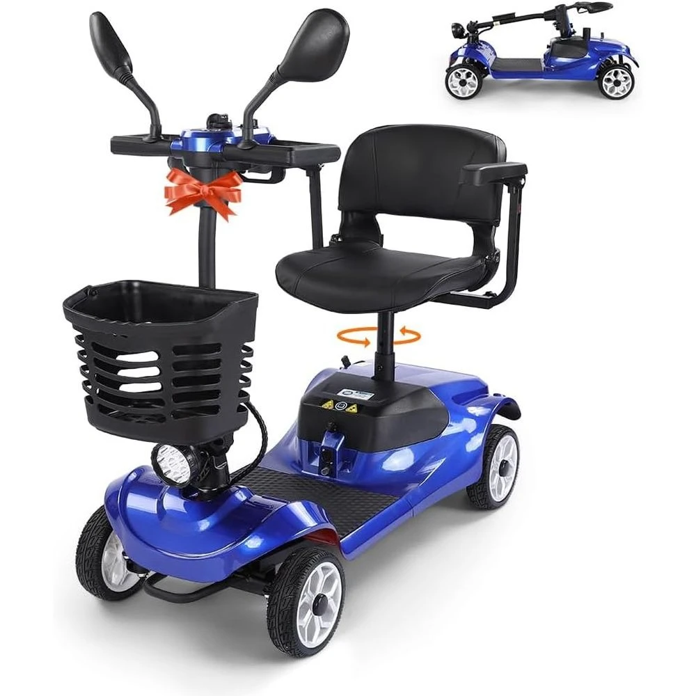 

Электрический скутер на 4 колесах для пожилых людей и взрослых, запас хода 12,4 мили, съемная батарея 288 Вт·ч, инвалидное кресло, на заказ