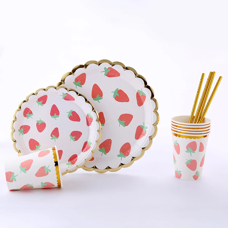 

Party Disposable Tableware Set Paper Plate Cup Fruit Theme for Kids Adults Birthday Decoration Baby Shower Party Supplies