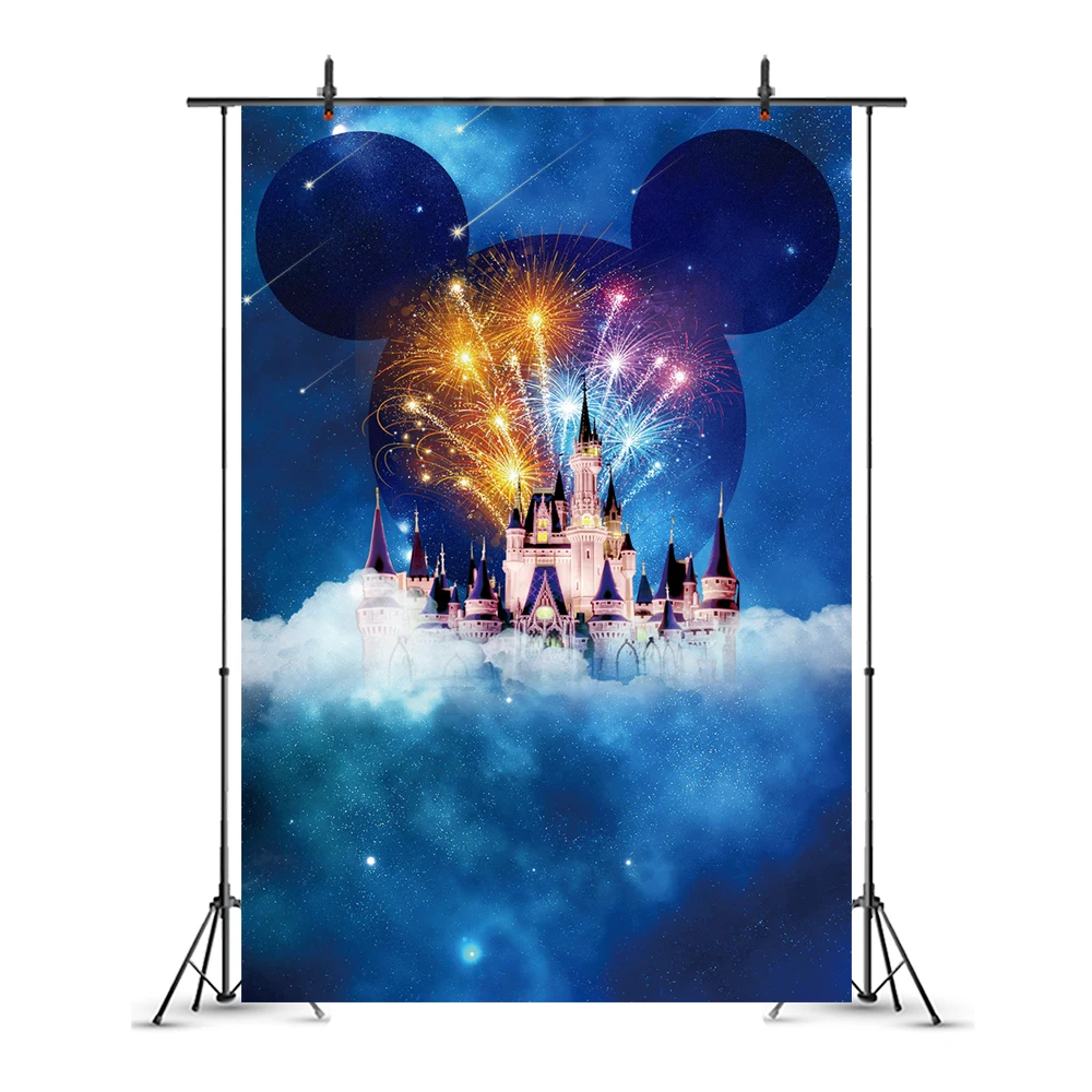 Disney Mickey Minnie Mouse Castle Photography Backdrop Baby Shower Boy Girl Birthday Party Decorations Background Photo Vertical