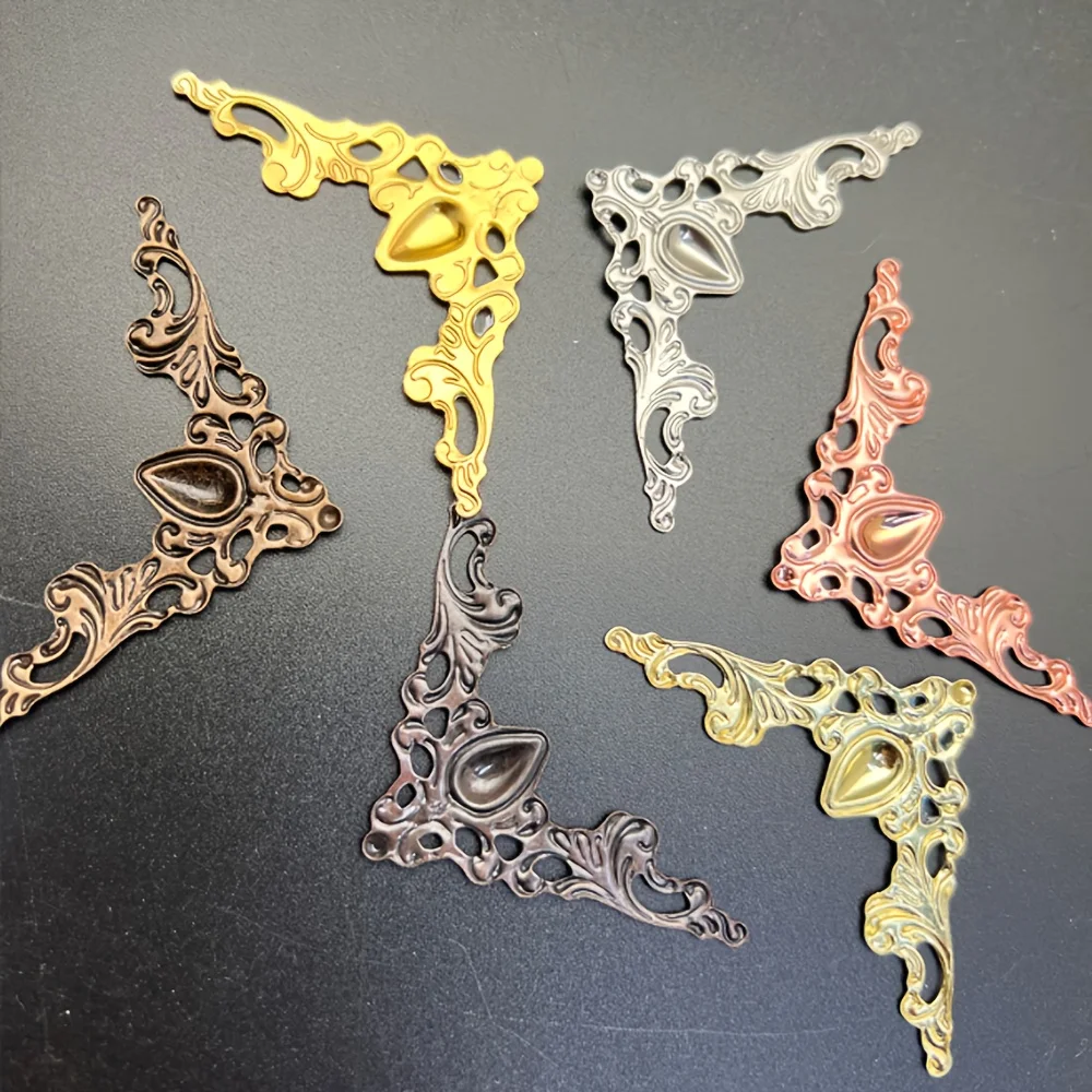 12Pcs Metal Corner Protectors Vintage Triangle Book Jewelry Box Album Scrapbook Notebook Decorative Hardware DIY Accessories