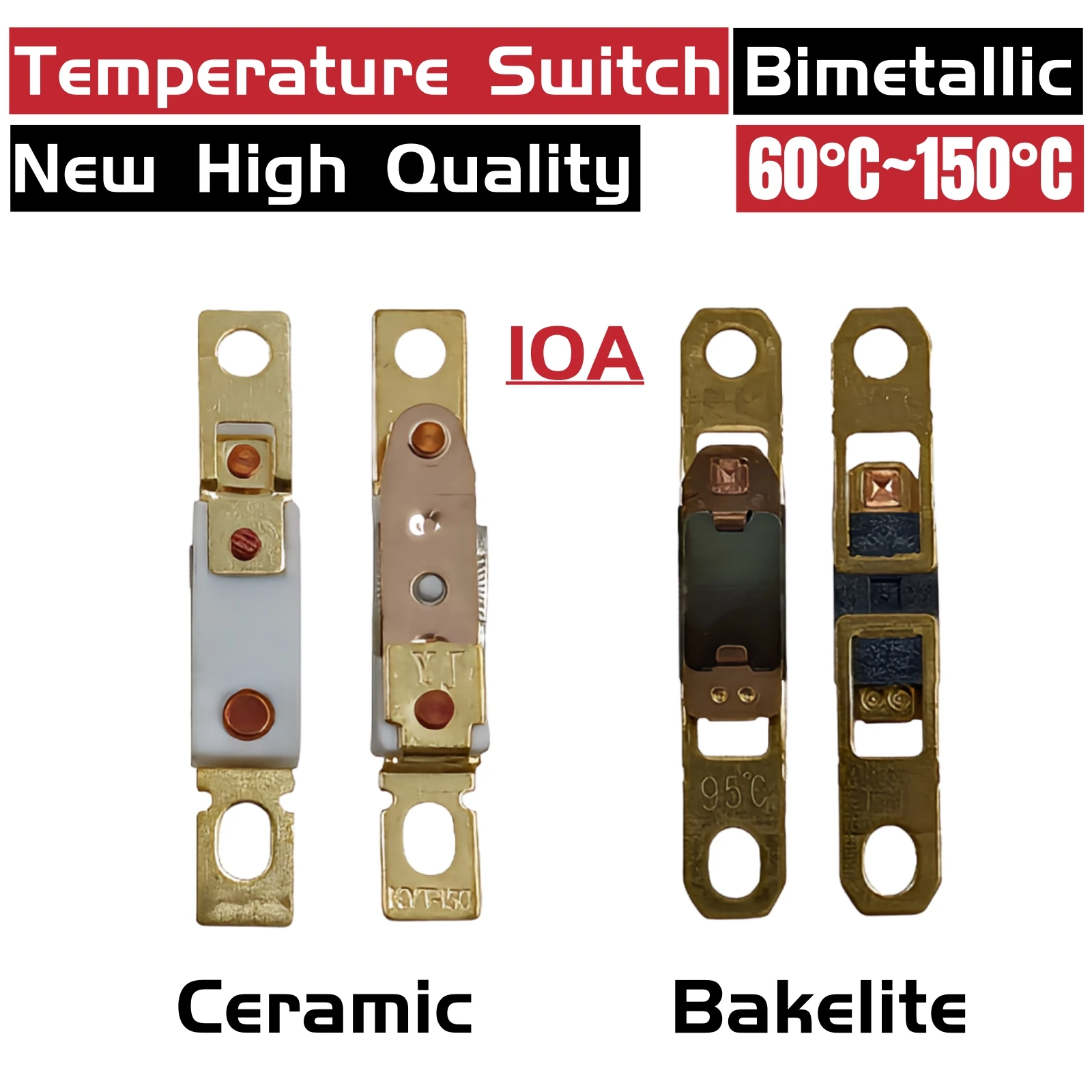 Bimetallic Ceramic bakelite Thermal Protector Temperature Switch 60/70/75/80/90/95/100/105/110/115/120/125/130/135/140/145/150C