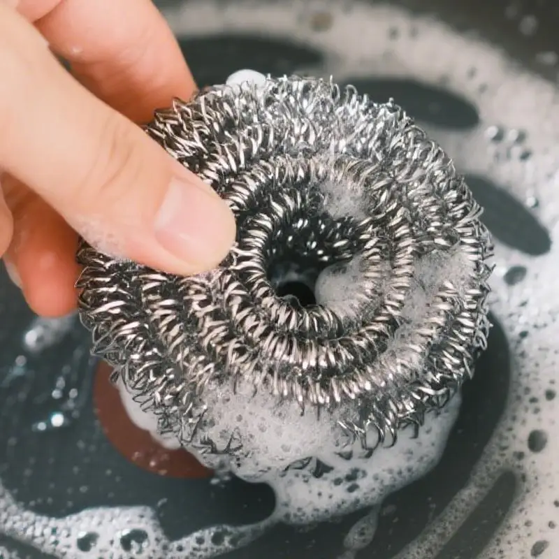 Steel Wool Scrubber Reusable Dish Scrub Brush Non-Scratch Multipurpose Home Cleaning Supplies For Dishwashing Oven Grill