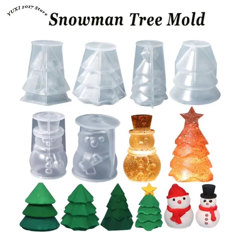Baum-Schneemann Silikonform DIY Handgemachte Gips-Seife Harz-Zement Schokoladen-Eisform Hausdekoration Geschenke