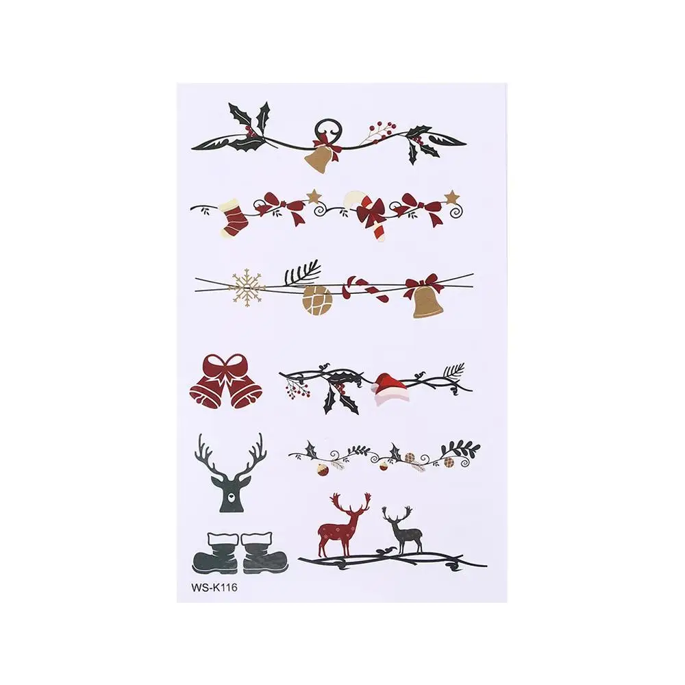 طويلة الأمد الذراع الرقبة الكرتون الساق تزيين هدية وهمية الوشم عيد الميلاد الوشم ملصقات الجسم ملصقات فنية الوشم المؤقت