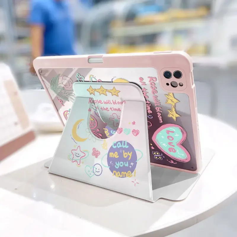 Colorful Cartoon Ipad Case for Ipad Pro 10.5 11 Inch Tri-fold with Pen Slot Case Ipad 7th 8th Air 4th 5th 10.2inch Tablet Case