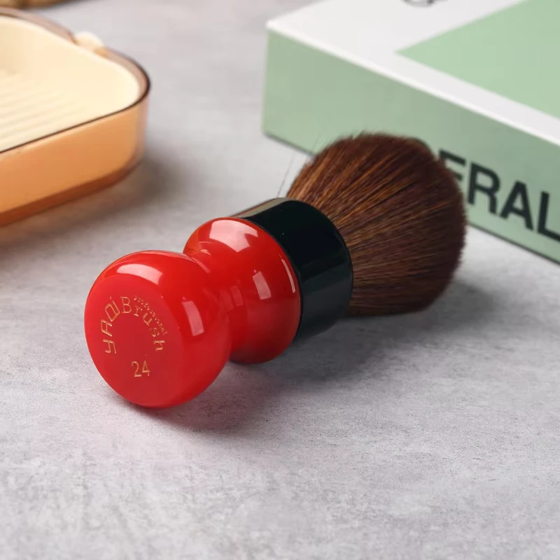 YAQI 24MM 페라리 러프 콤플렉스 블랙 버전 최고 품질의 갈색 합성 머리 남성 면도 브러쉬 쉬운 처리 및 제어