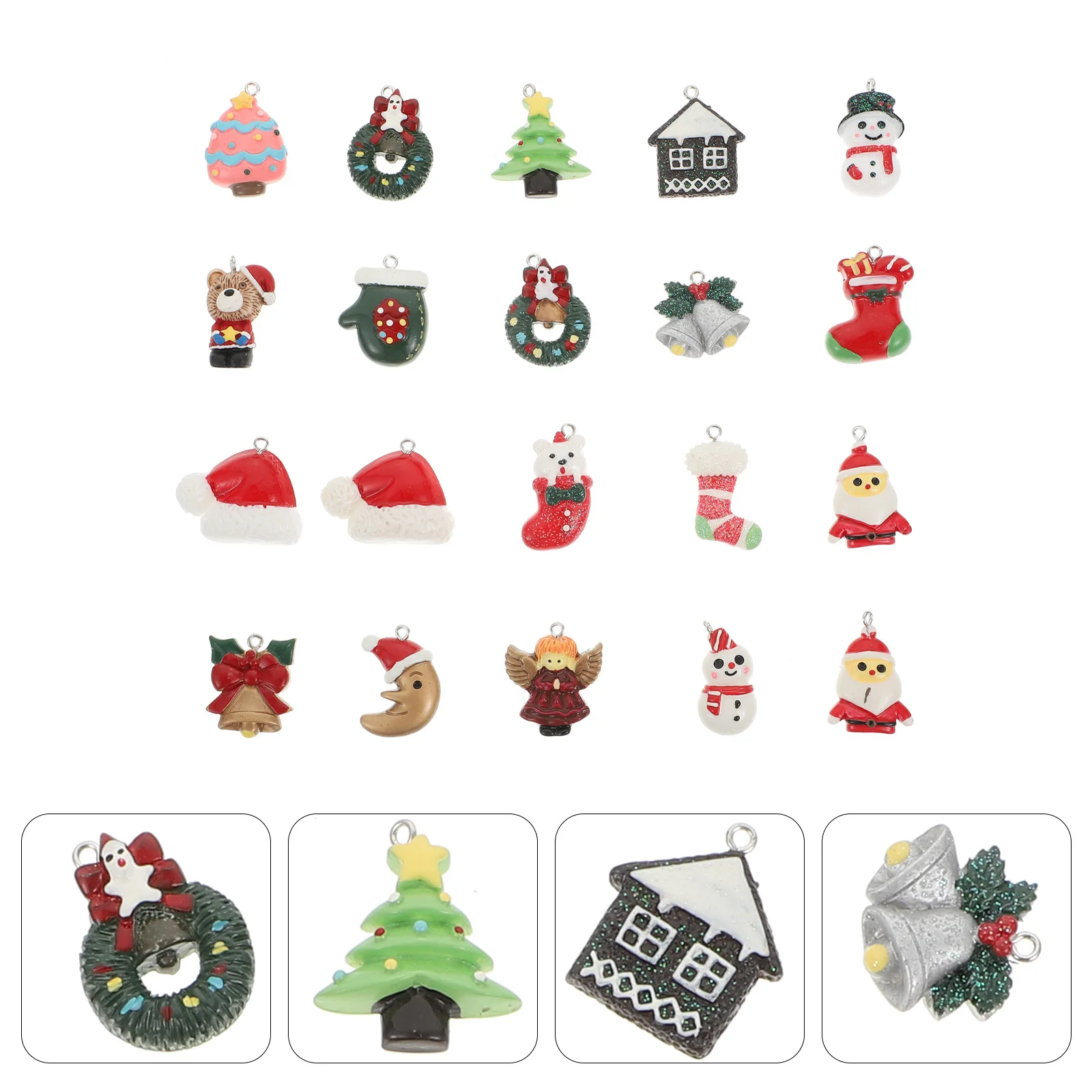 

20 Pcs Xmas Charms Resin Pendant Ornaments DIY Jewelry Making Findings Crafting Christmas Party