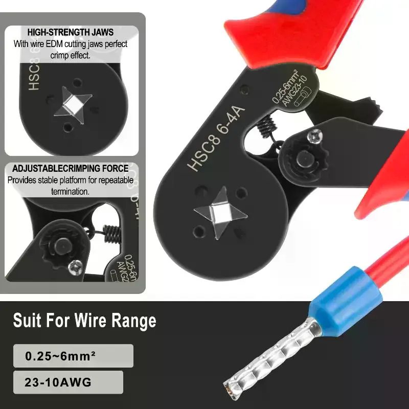 Portable Crimping Pliers Wire Stripper Rust-Proof Ferrule Crimping Tool for Outdoor Electrical Maintenance