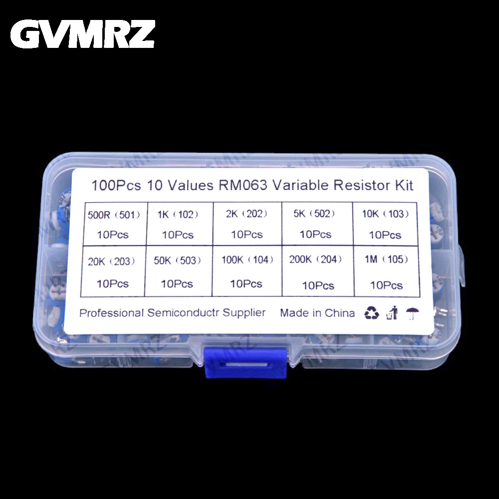 10Values 100PCS RM063 Variable Resistor KIT 1K 10K 100K 1M 2K 20K 200K 5K 50K 500R