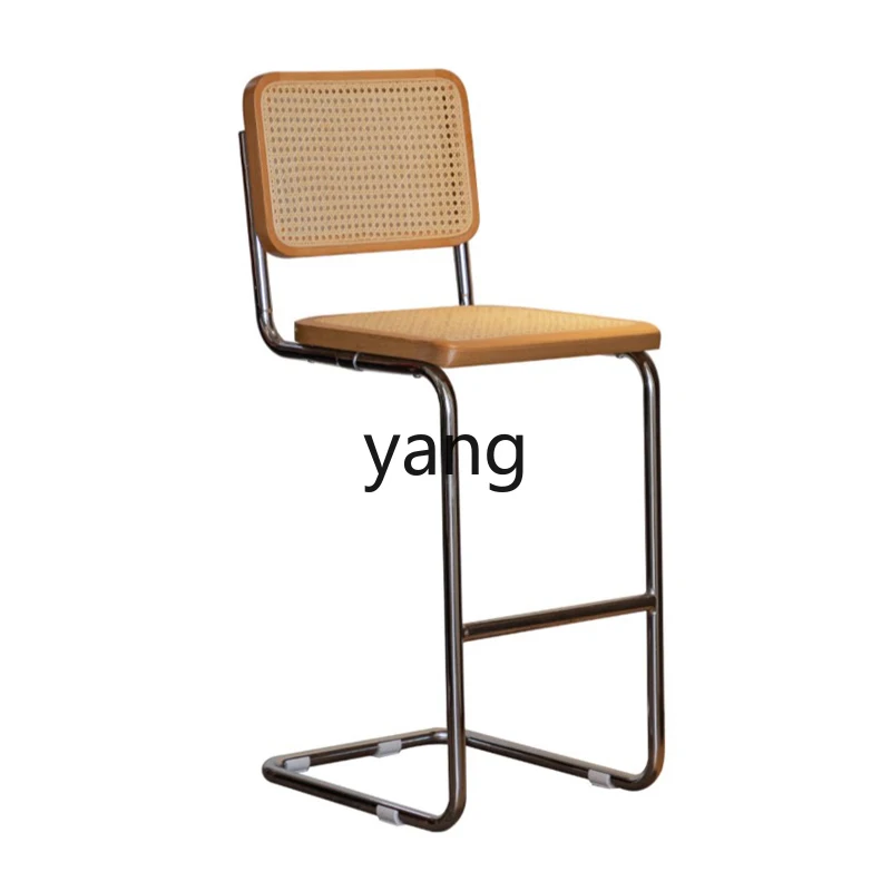 

LH solid wood rattan bar chair household island bar high stool medieval chair