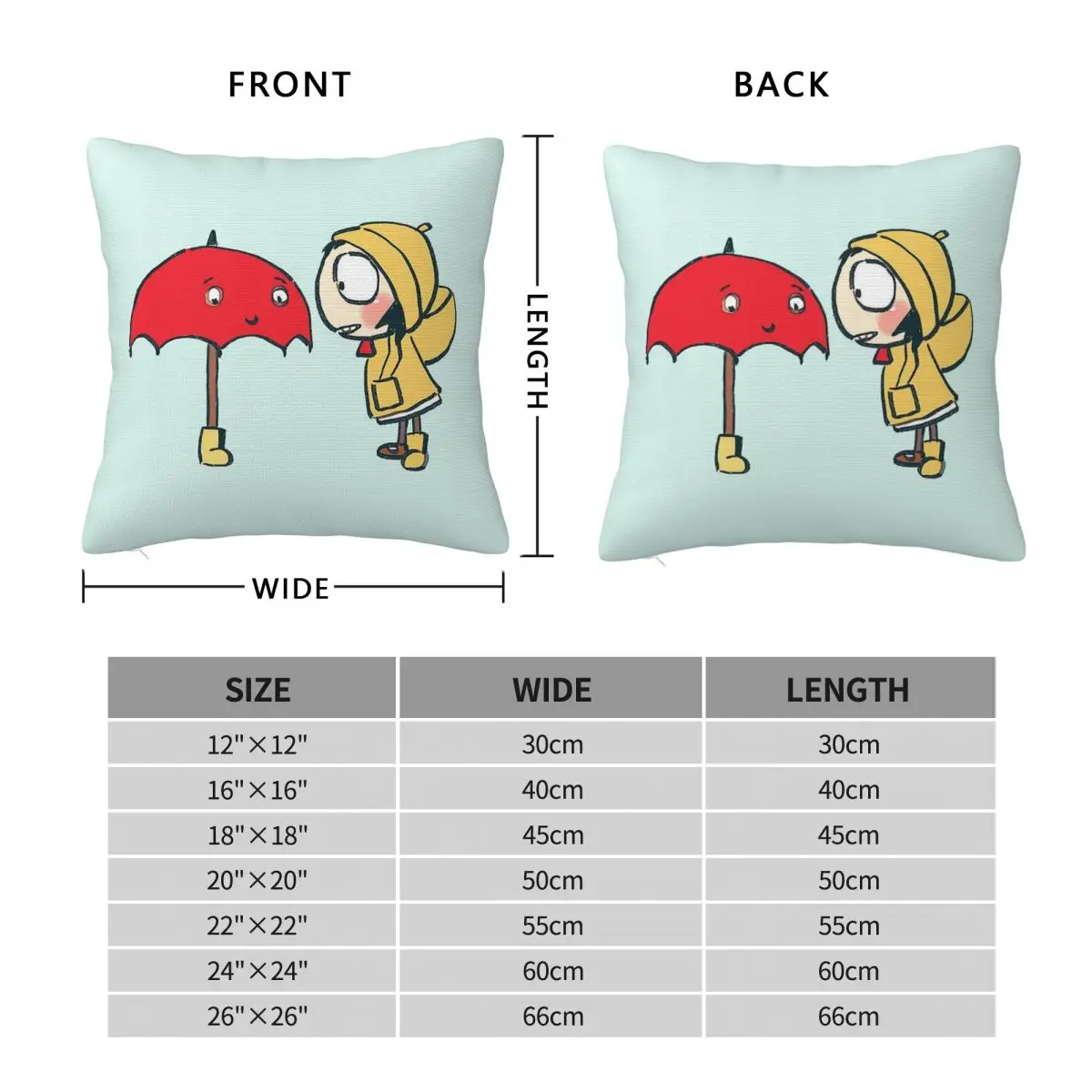 Sarah & Duck Sharing Her Boot With Umbrella Square Pillowcase Polyester Linen Velvet Printed Zip Pillow Case Bed Cushion Cover