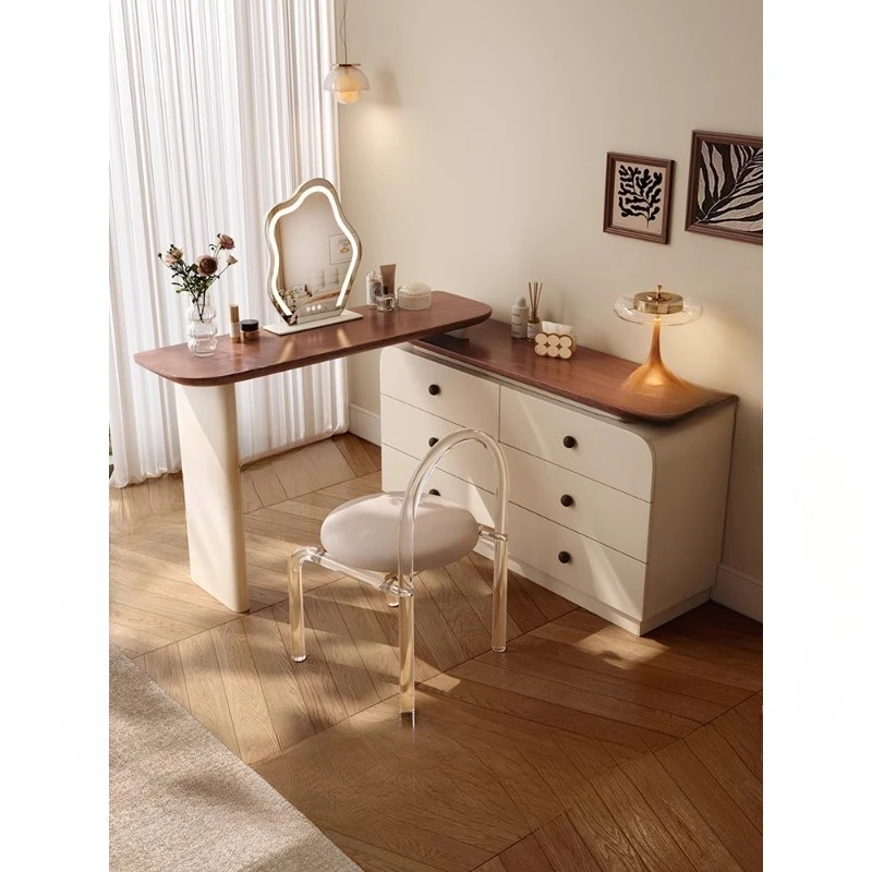 

Medieval solid wood dresser storage cabinet integrated cream simple bucket cabinet retro makeup table storage
