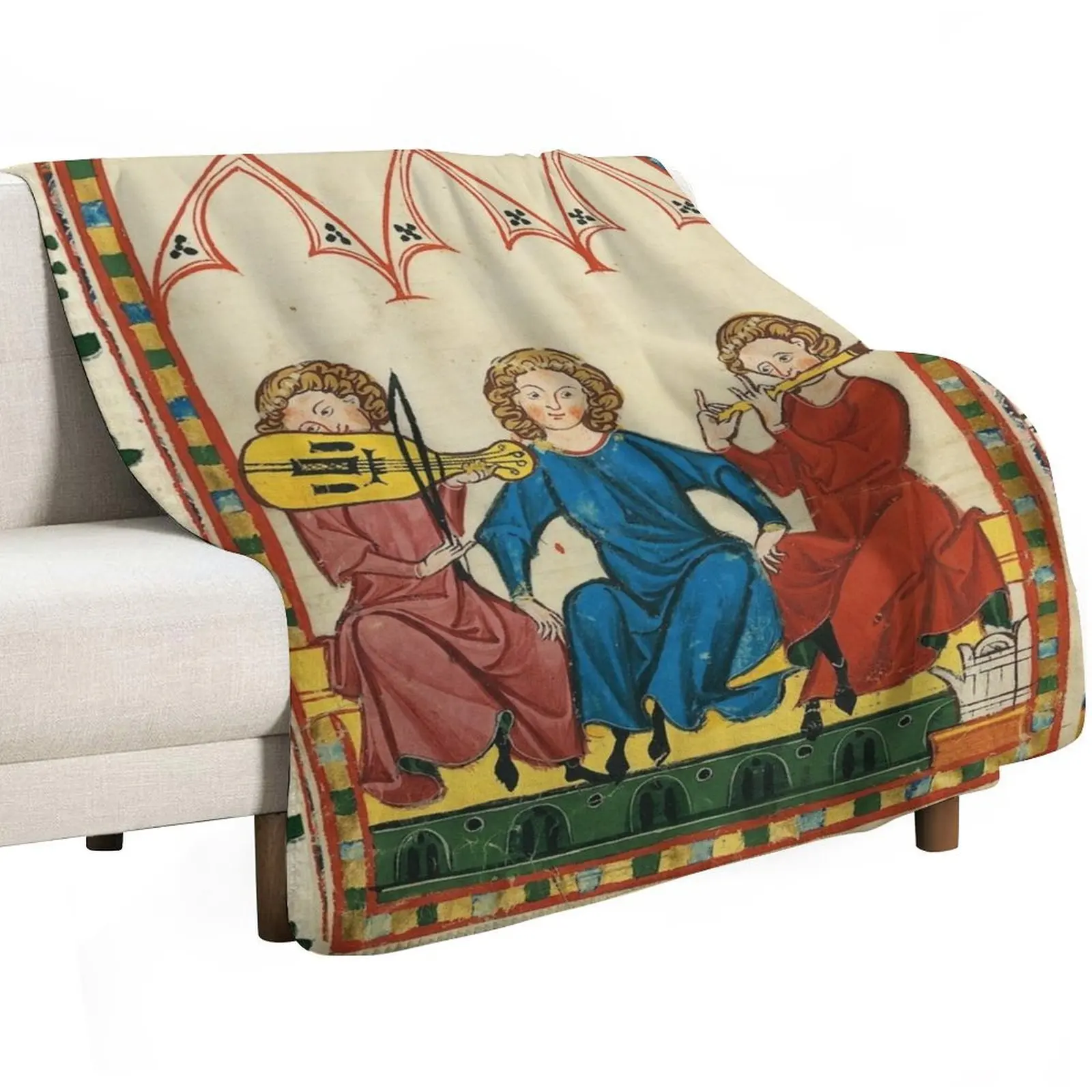 MEDIEVAL MUSIC AND MUSICIANS ,ANTIQUE MINIATURE WITH WILD ROSES Throw Blanket Luxury St warm for winter Fashion Sofas Blankets